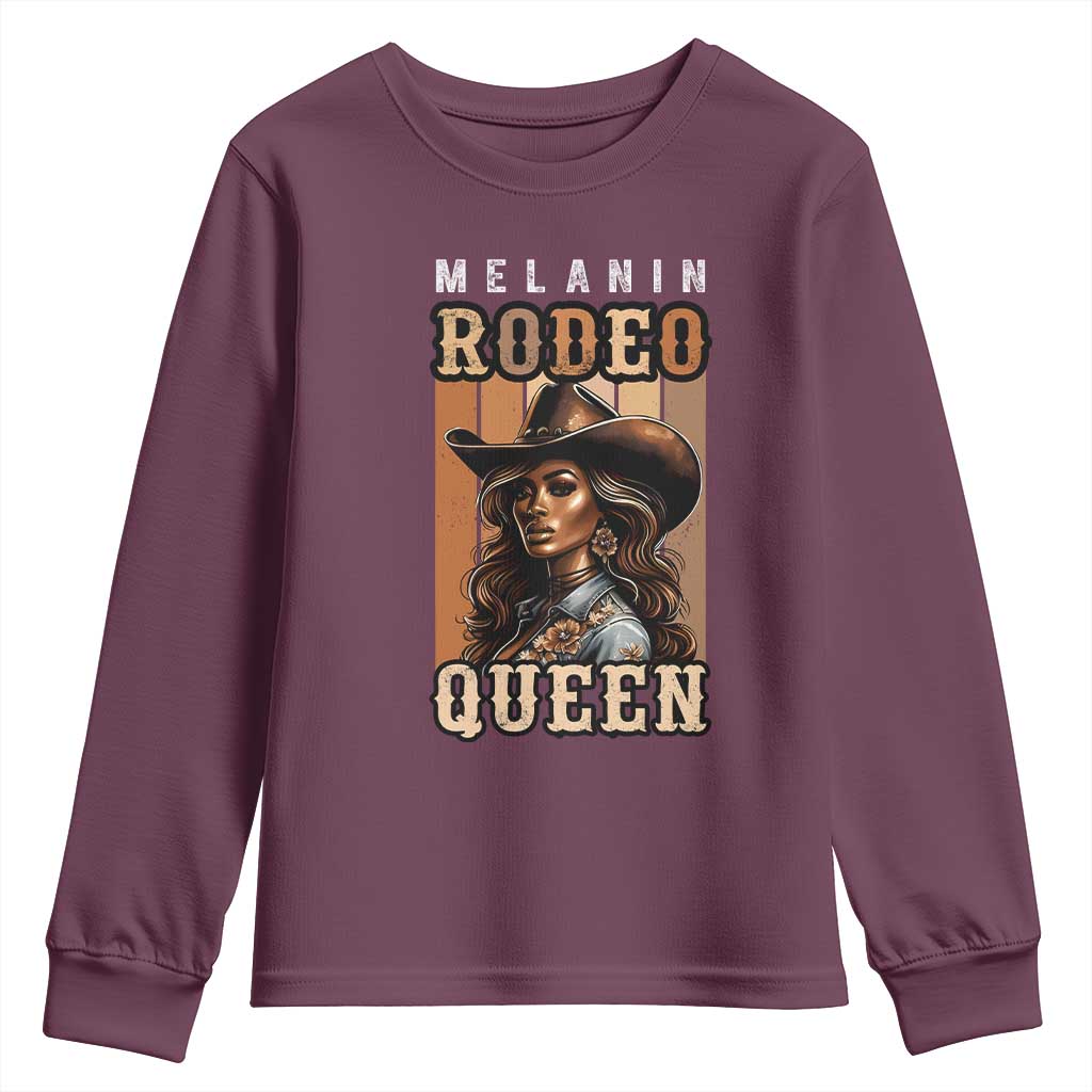 Melanin Rodeo Queen Youth Sweatshirt African American Melanin Black Cowgirl