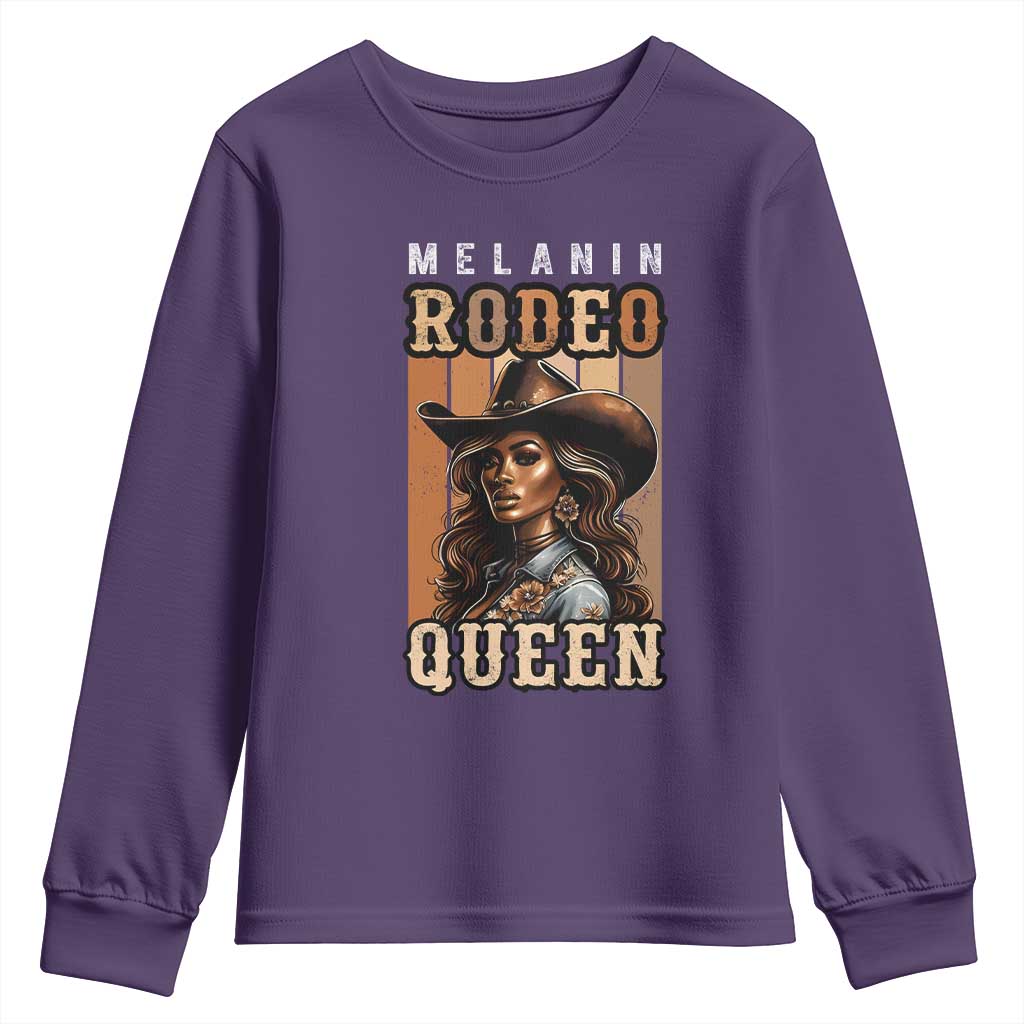 Melanin Rodeo Queen Youth Sweatshirt African American Melanin Black Cowgirl