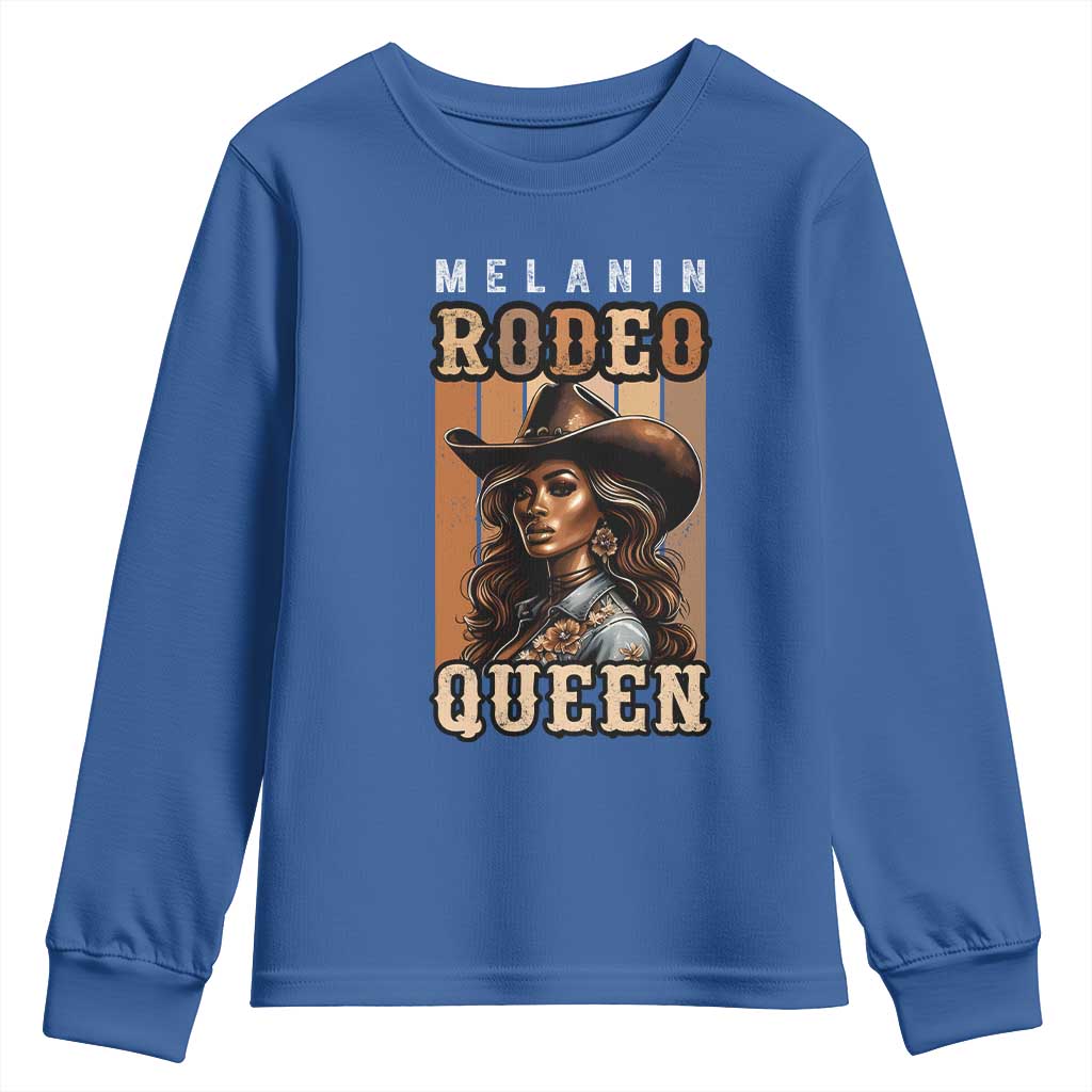 Melanin Rodeo Queen Youth Sweatshirt African American Melanin Black Cowgirl