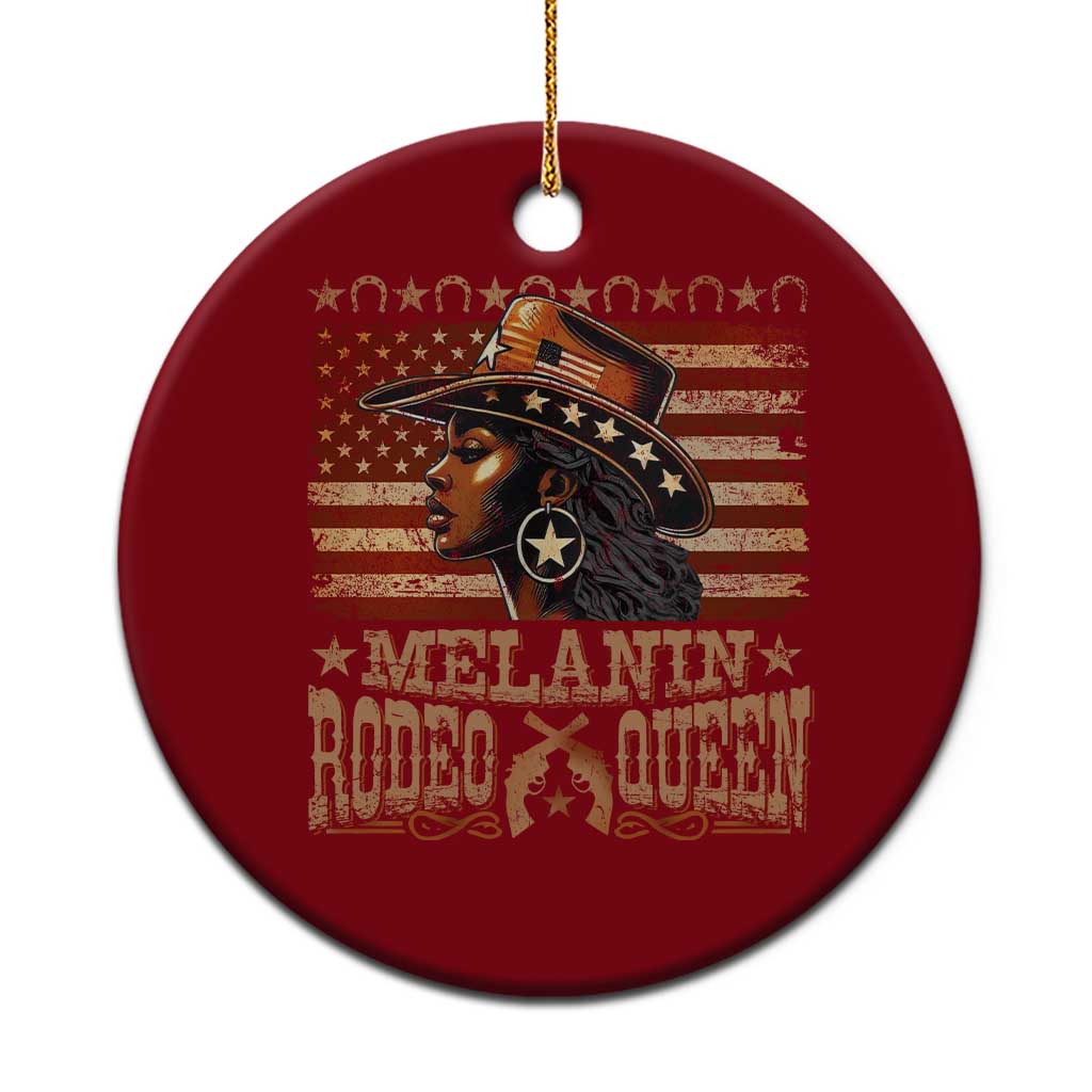 Melanin Rodeo Queen Ceramic Ornament Black Cowgirl Vintage American Flag