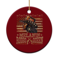Melanin Rodeo Queen Ceramic Ornament Black Cowgirl Vintage American Flag