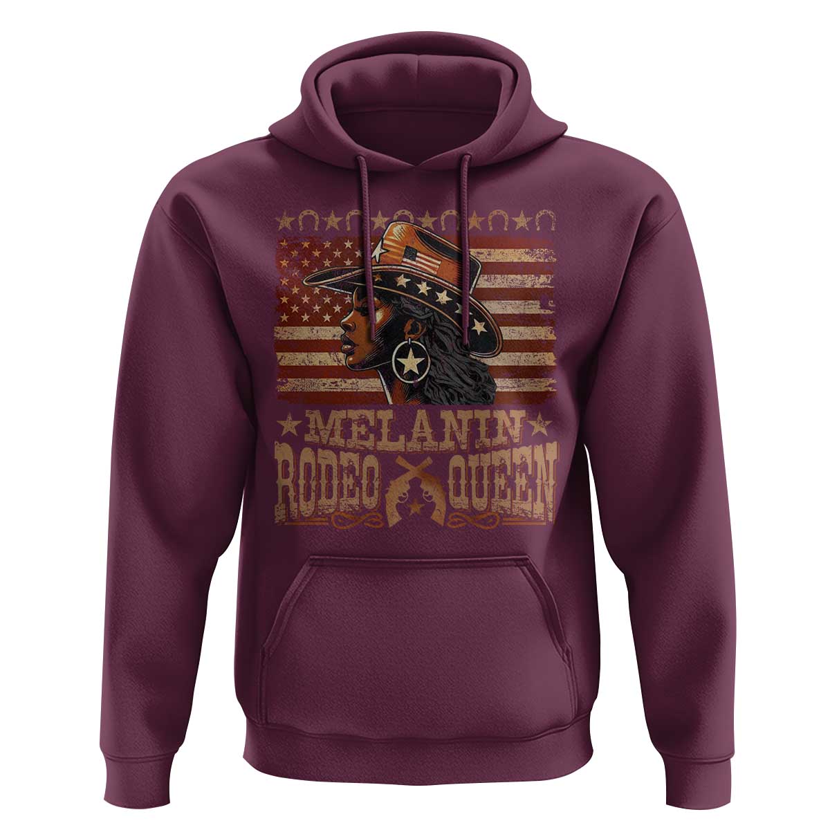Melanin Rodeo Queen Hoodie Black Cowgirl Vintage American Flag