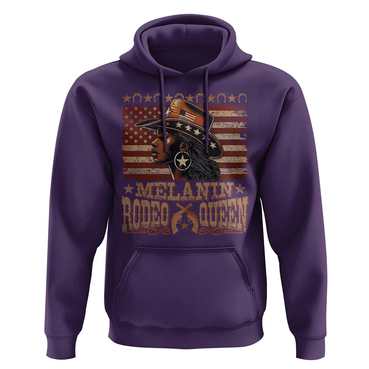 Melanin Rodeo Queen Hoodie Black Cowgirl Vintage American Flag