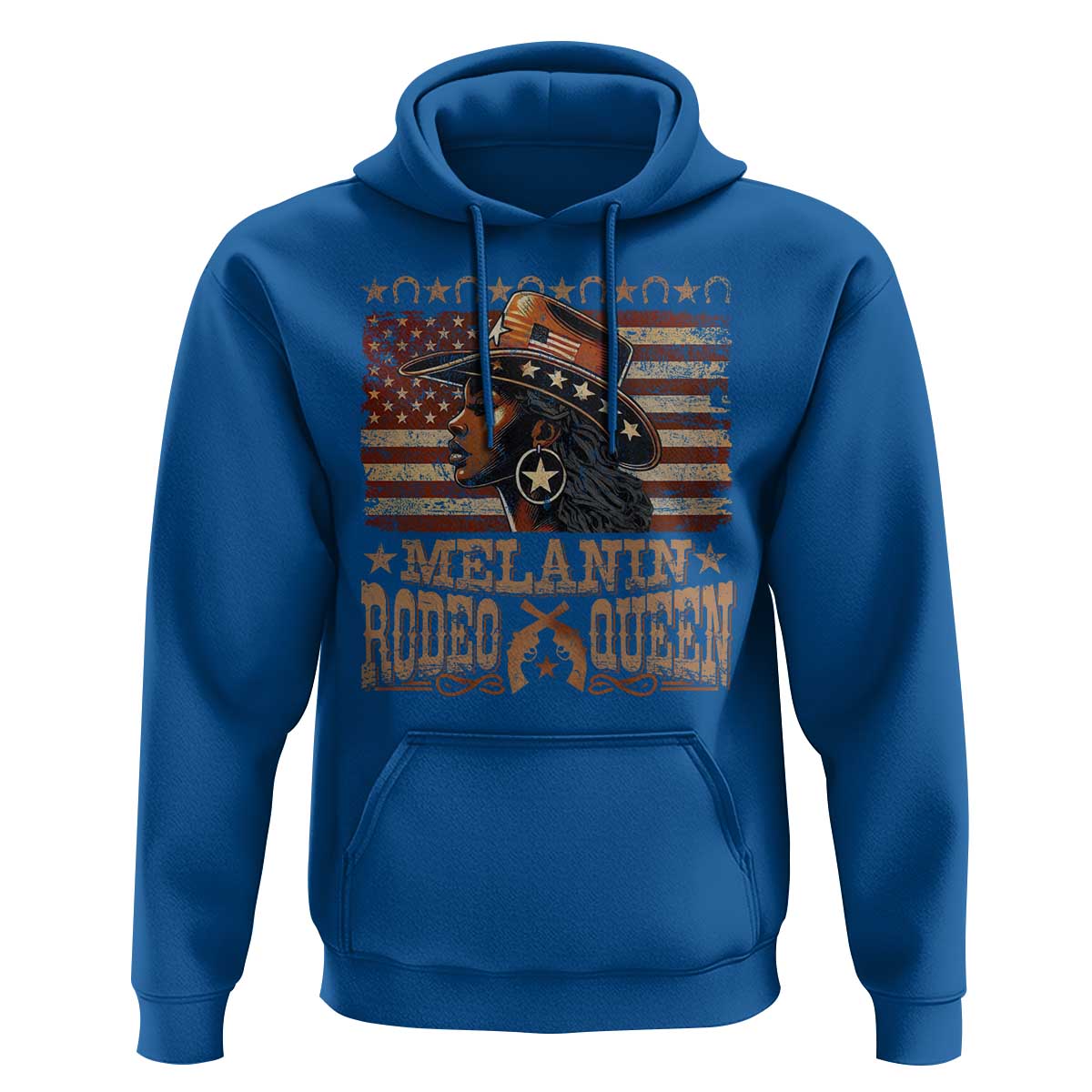 Melanin Rodeo Queen Hoodie Black Cowgirl Vintage American Flag