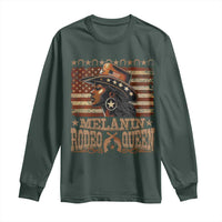 Melanin Rodeo Queen Long Sleeve Shirt Black Cowgirl Vintage American Flag