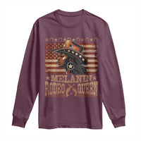 Melanin Rodeo Queen Long Sleeve Shirt Black Cowgirl Vintage American Flag