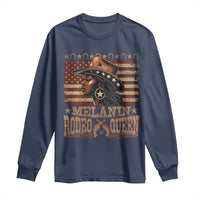Melanin Rodeo Queen Long Sleeve Shirt Black Cowgirl Vintage American Flag