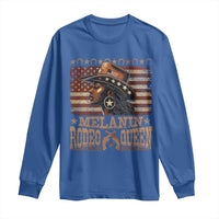 Melanin Rodeo Queen Long Sleeve Shirt Black Cowgirl Vintage American Flag