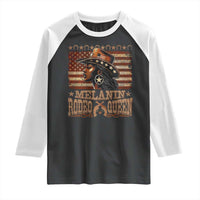 Melanin Rodeo Queen Raglan Shirt Black Cowgirl Vintage American Flag