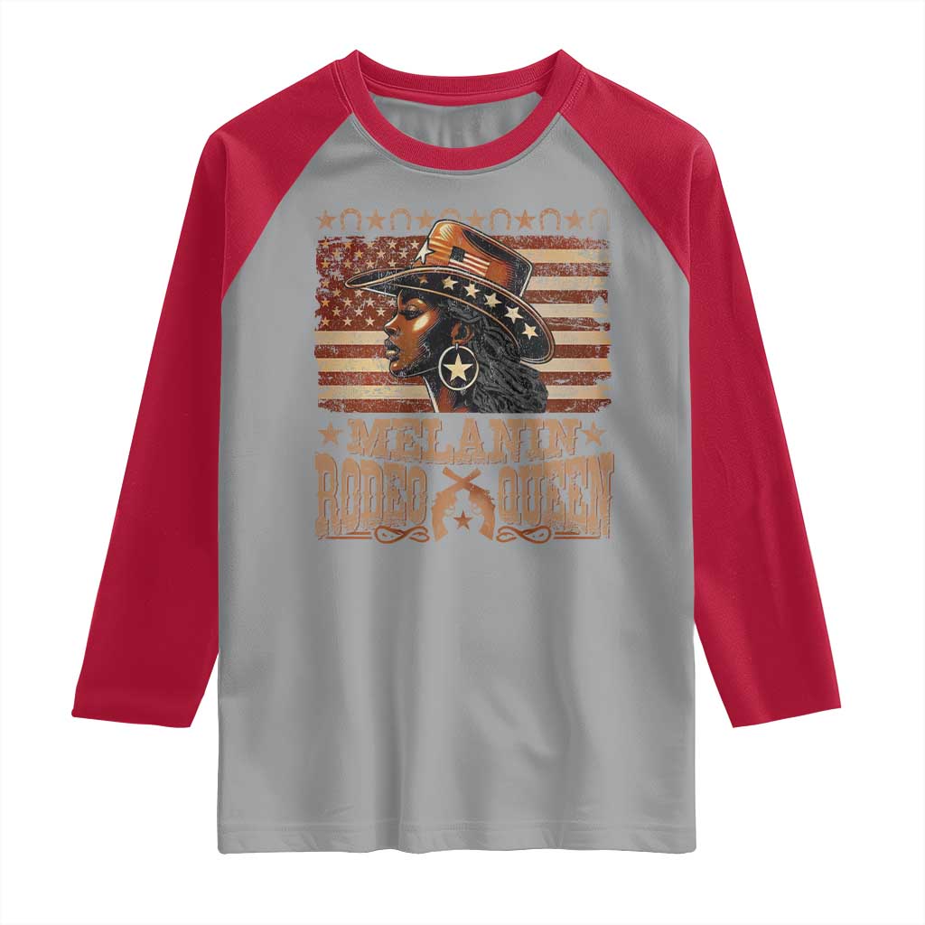 Melanin Rodeo Queen Raglan Shirt Black Cowgirl Vintage American Flag