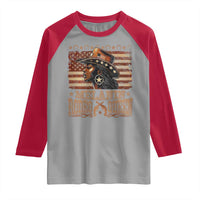 Melanin Rodeo Queen Raglan Shirt Black Cowgirl Vintage American Flag