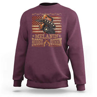 Melanin Rodeo Queen Sweatshirt Black Cowgirl Vintage American Flag