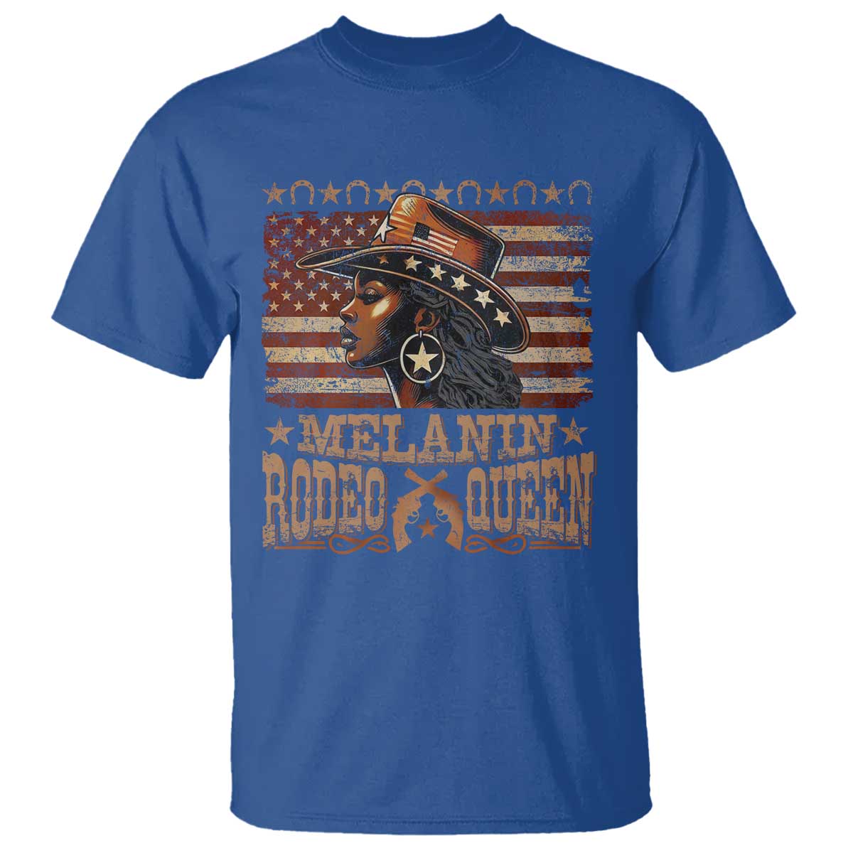 Melanin Rodeo Queen T Shirt Black Cowgirl Vintage American Flag