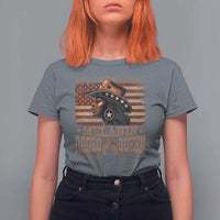 Melanin Rodeo Queen T Shirt For Women Black Cowgirl Vintage American Flag