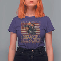 Melanin Rodeo Queen T Shirt For Women Black Cowgirl Vintage American Flag