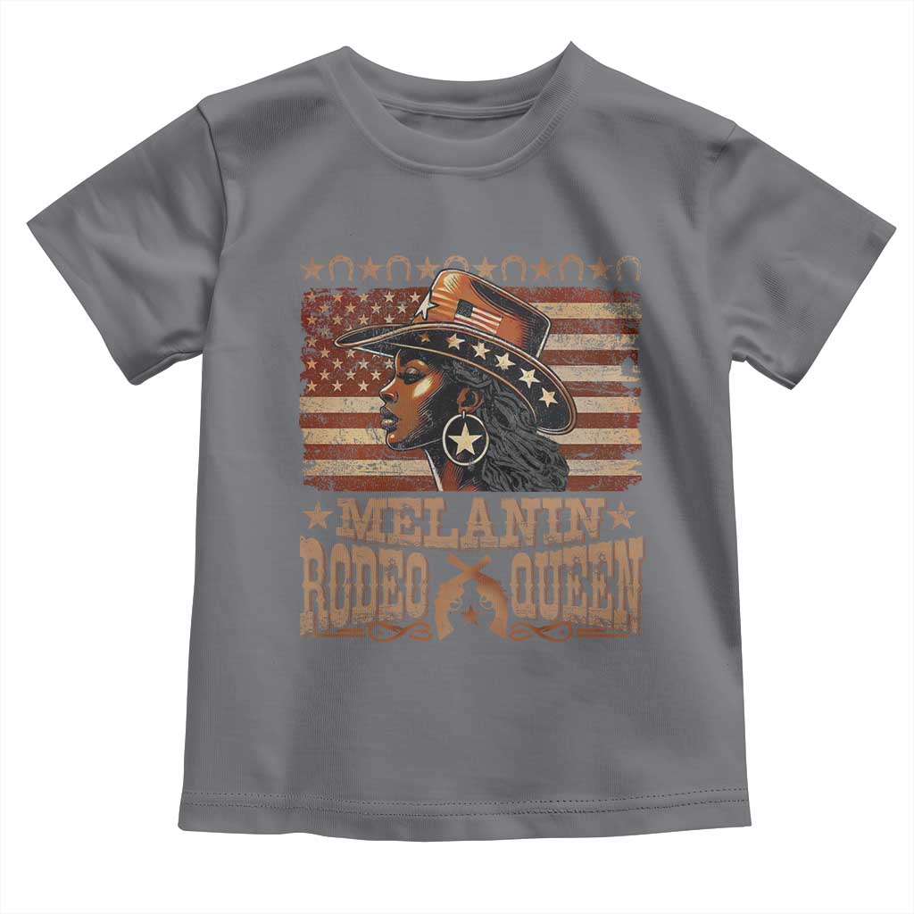 Melanin Rodeo Queen Toddler T Shirt Black Cowgirl Vintage American Flag