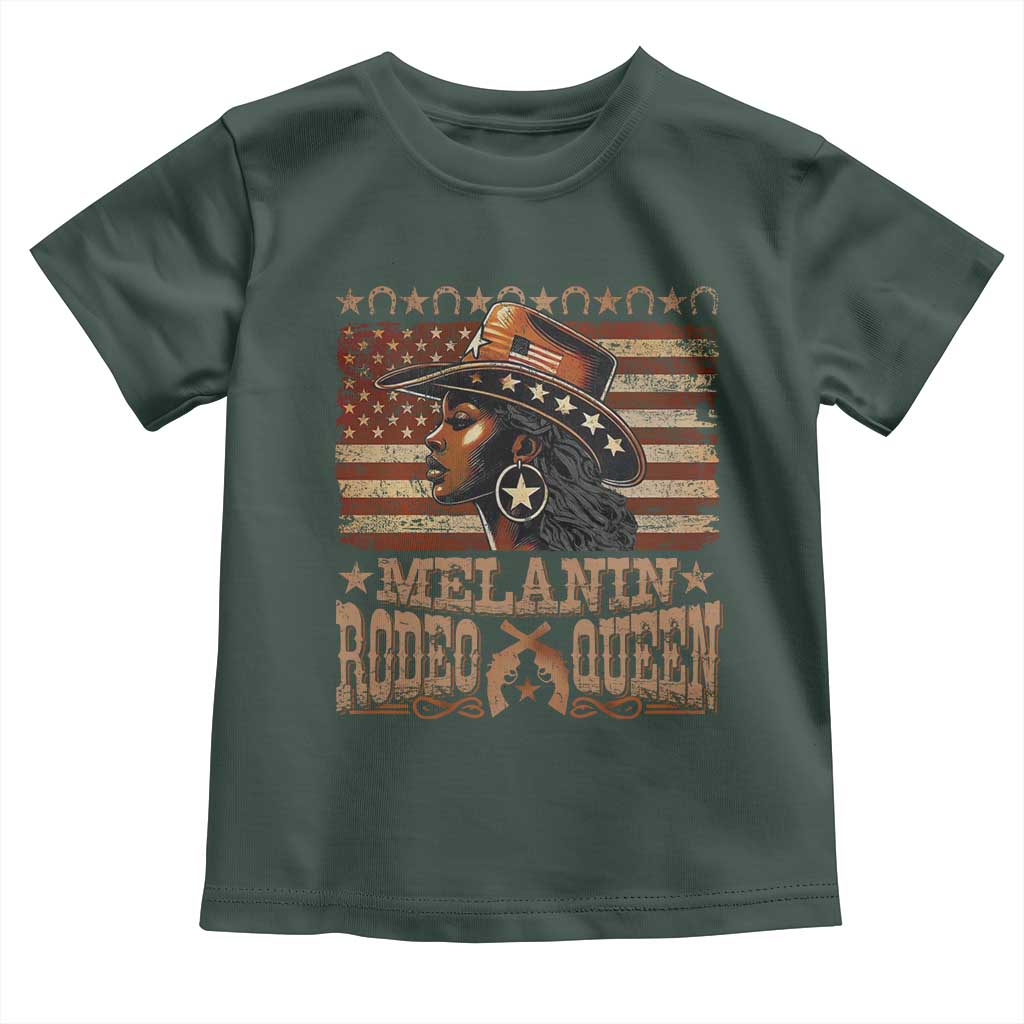 Melanin Rodeo Queen Toddler T Shirt Black Cowgirl Vintage American Flag
