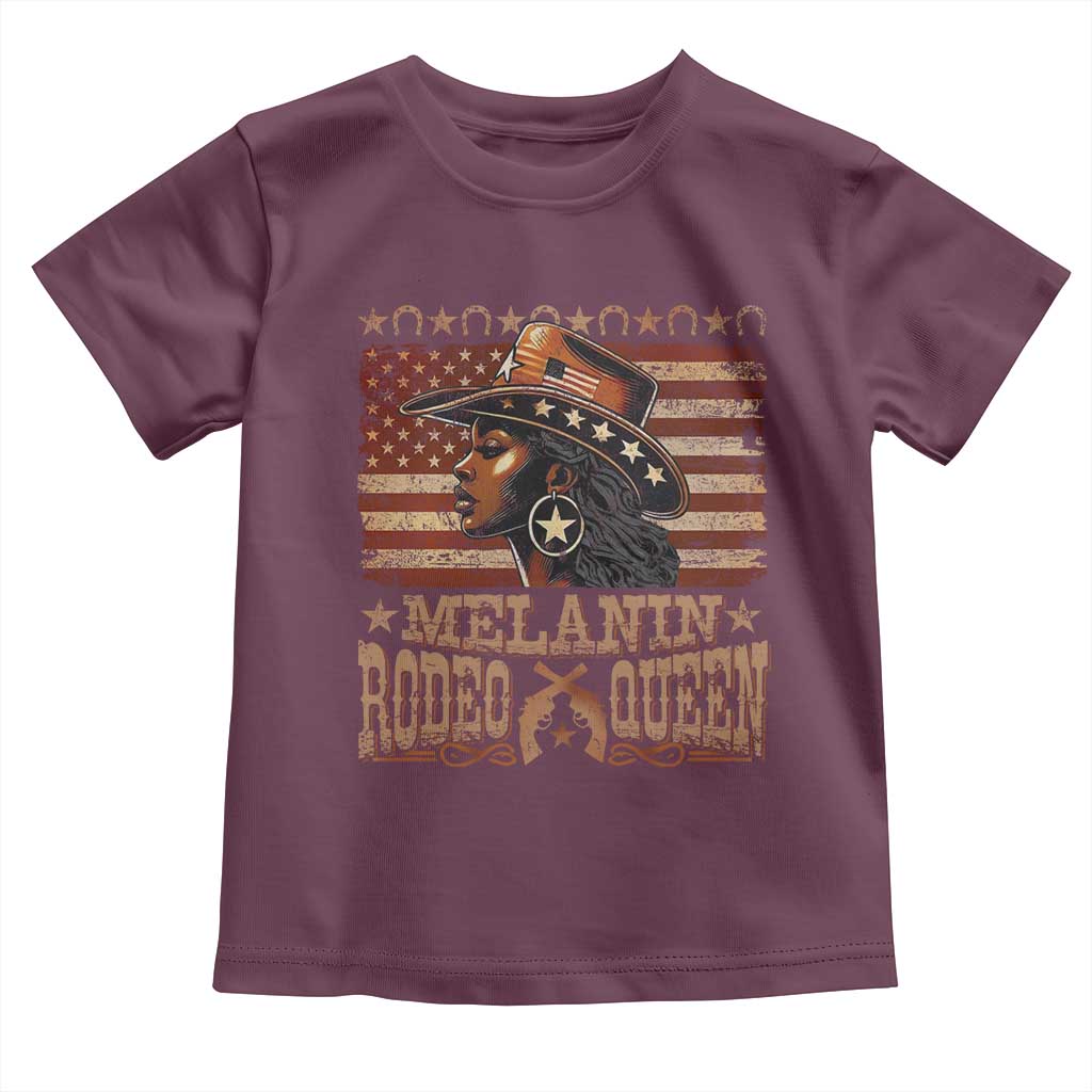 Melanin Rodeo Queen Toddler T Shirt Black Cowgirl Vintage American Flag