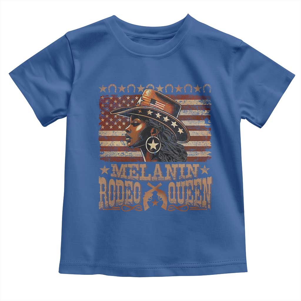 Melanin Rodeo Queen Toddler T Shirt Black Cowgirl Vintage American Flag