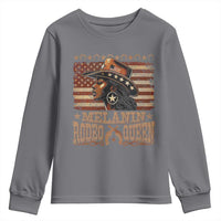 Melanin Rodeo Queen Youth Sweatshirt Black Cowgirl Vintage American Flag