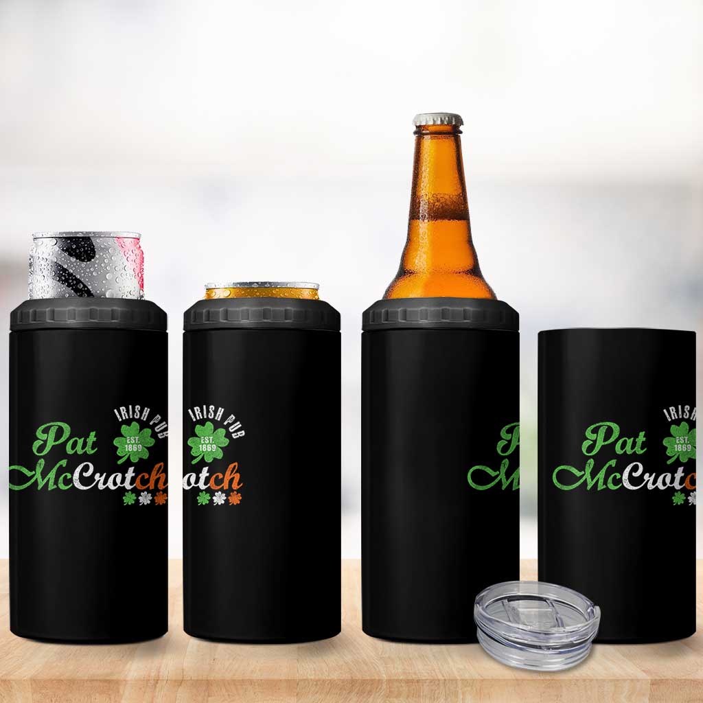 Pat McCrotch Irish Pub 4 in 1 Can Cooler Tumbler St Patricks Day Drinking Humor