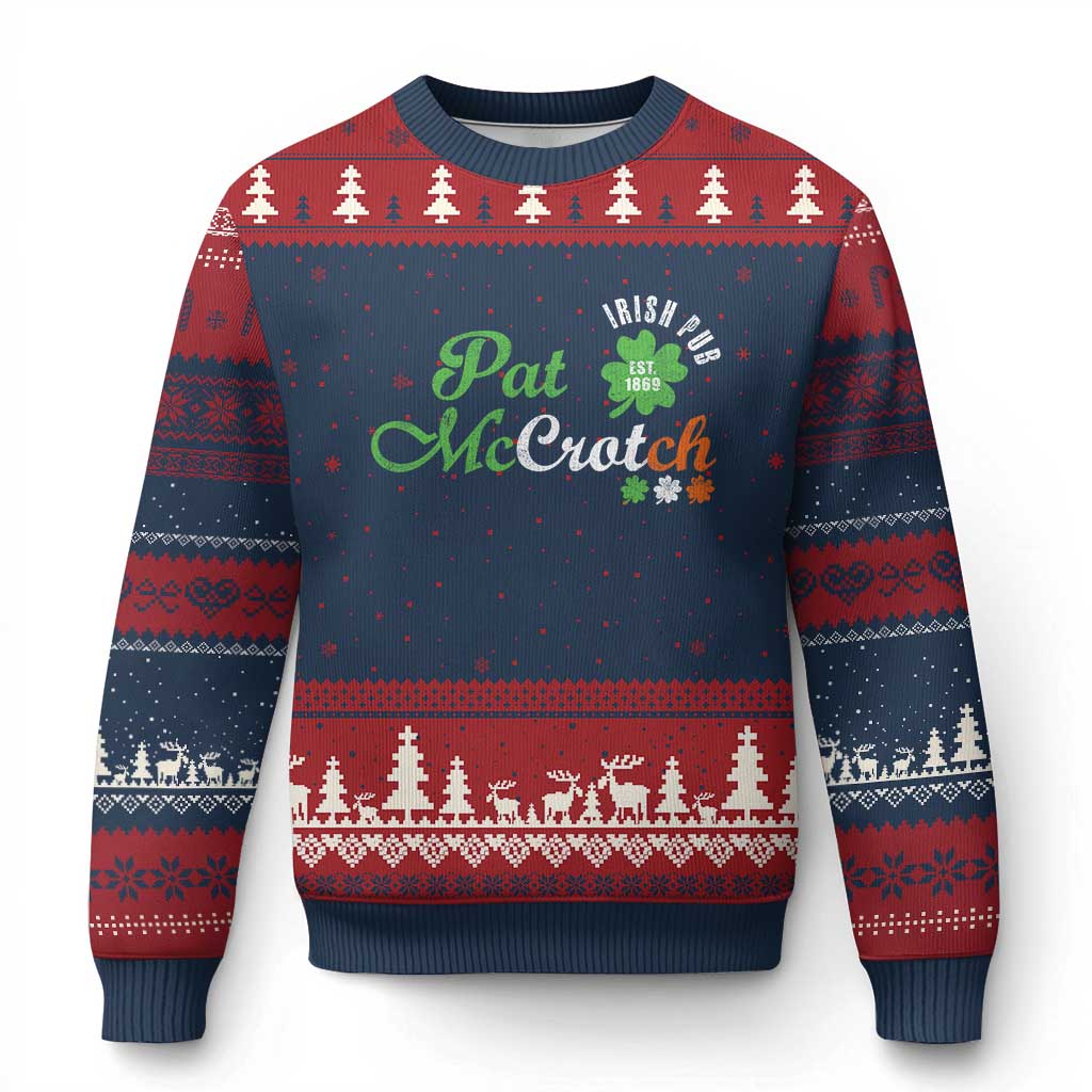 Pat McCrotch Irish Pub Ugly Christmas Sweater St Patricks Day Drinking Humor