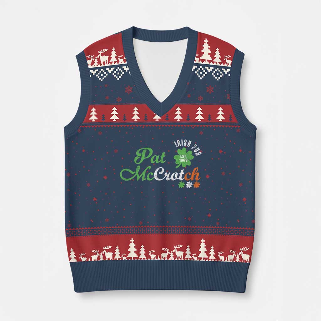 Pat McCrotch Irish Pub V-Neck Knit Sweater Vest St Patricks Day Drinking Humor