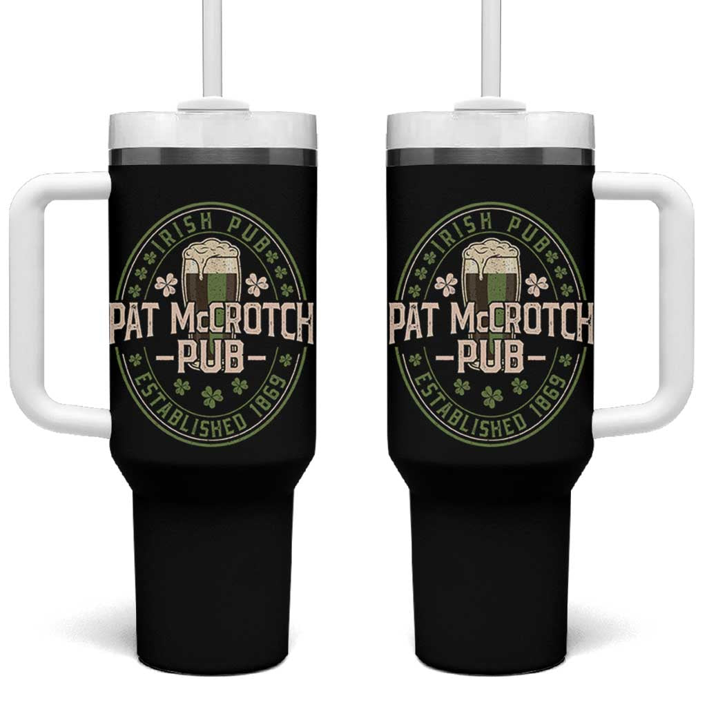 Funny Pat McCrotch Irish Pub Tumbler With Handle St Patricks Day Adult Humor Party Drinking