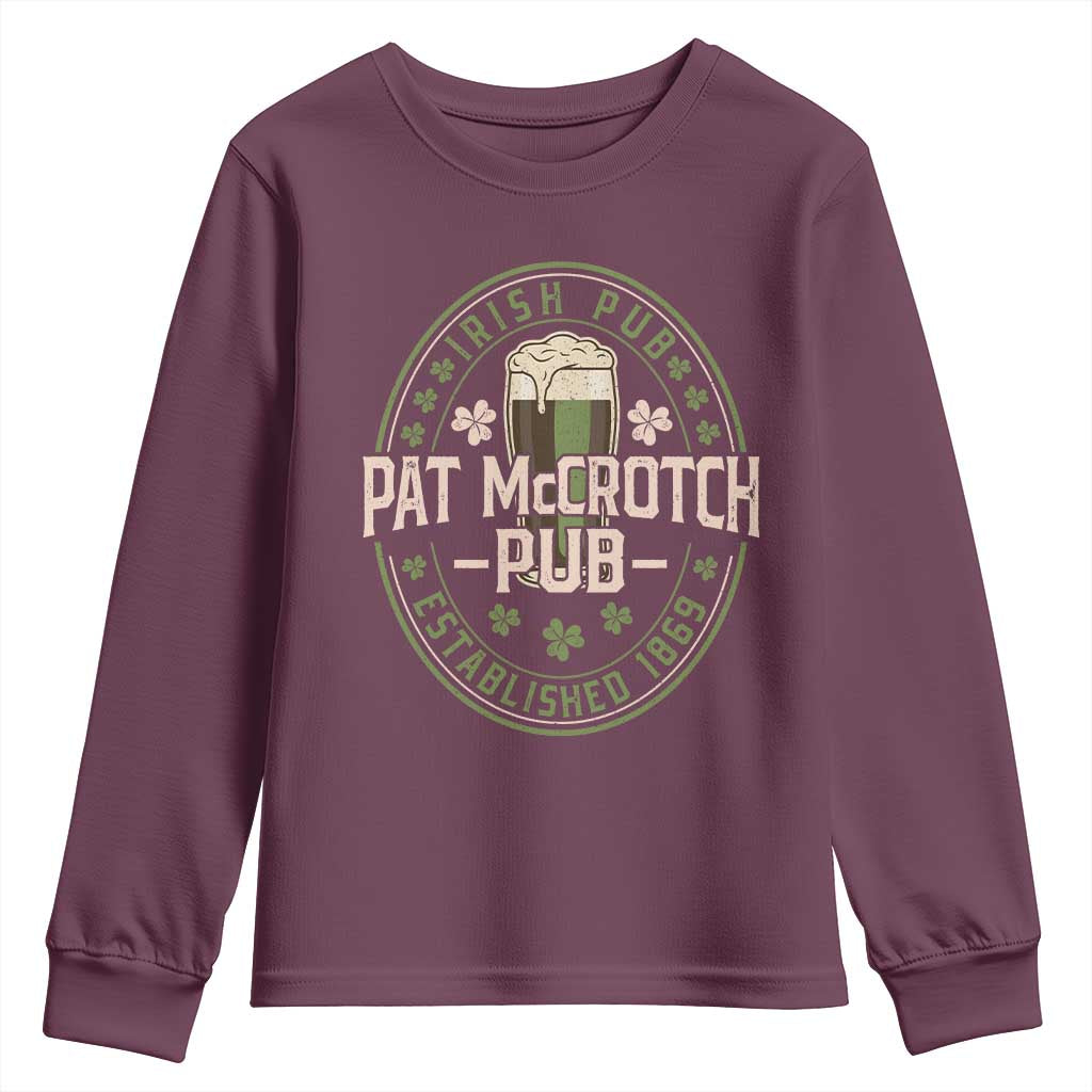 Funny Pat McCrotch Irish Pub Youth Sweatshirt St Patricks Day Adult Humor Party Drinking