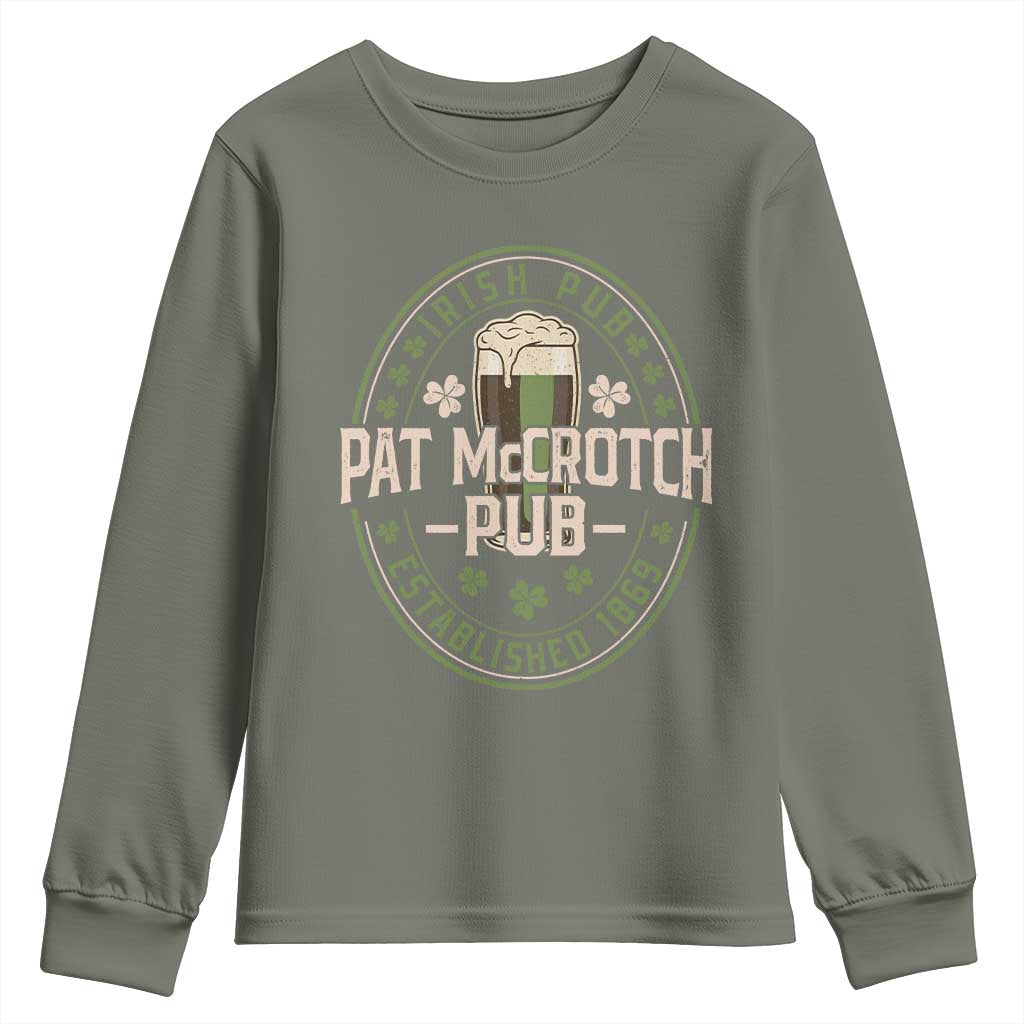 Funny Pat McCrotch Irish Pub Youth Sweatshirt St Patricks Day Adult Humor Party Drinking
