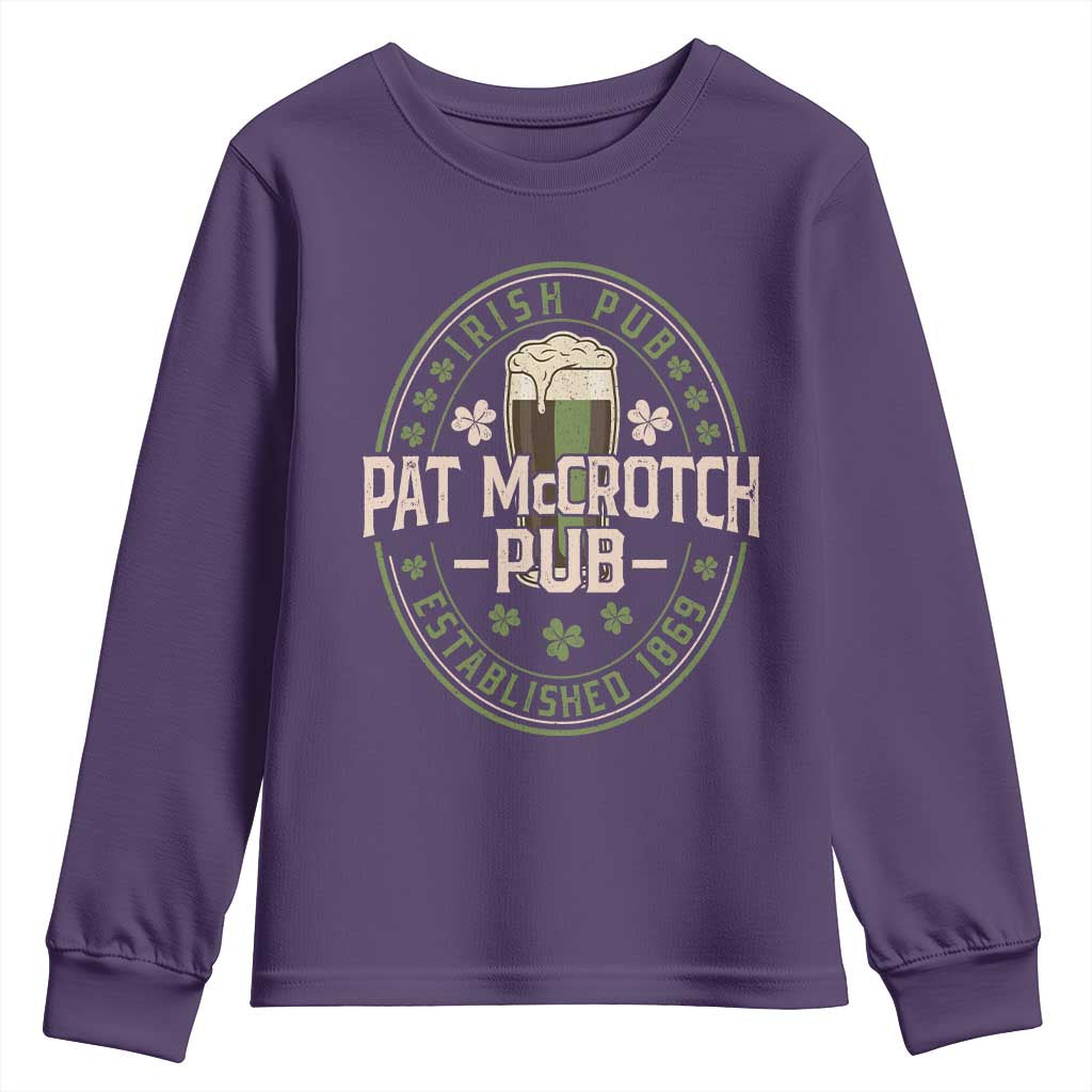 Funny Pat McCrotch Irish Pub Youth Sweatshirt St Patricks Day Adult Humor Party Drinking