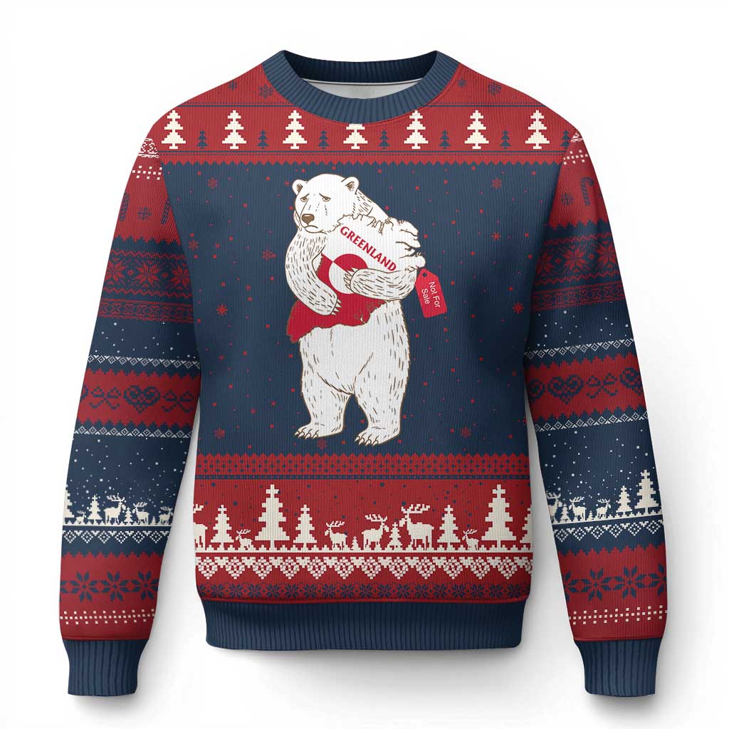 Greenland Is Not For Sale Ugly Christmas Sweater Greenland Bear Hug