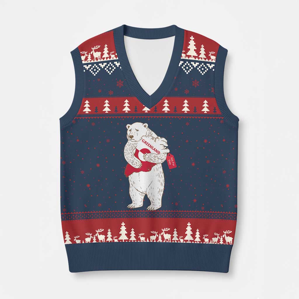 Greenland Is Not For Sale V-Neck Knit Sweater Vest Greenland Bear Hug