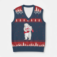 Greenland Is Not For Sale V-Neck Knit Sweater Vest Greenland Bear Hug