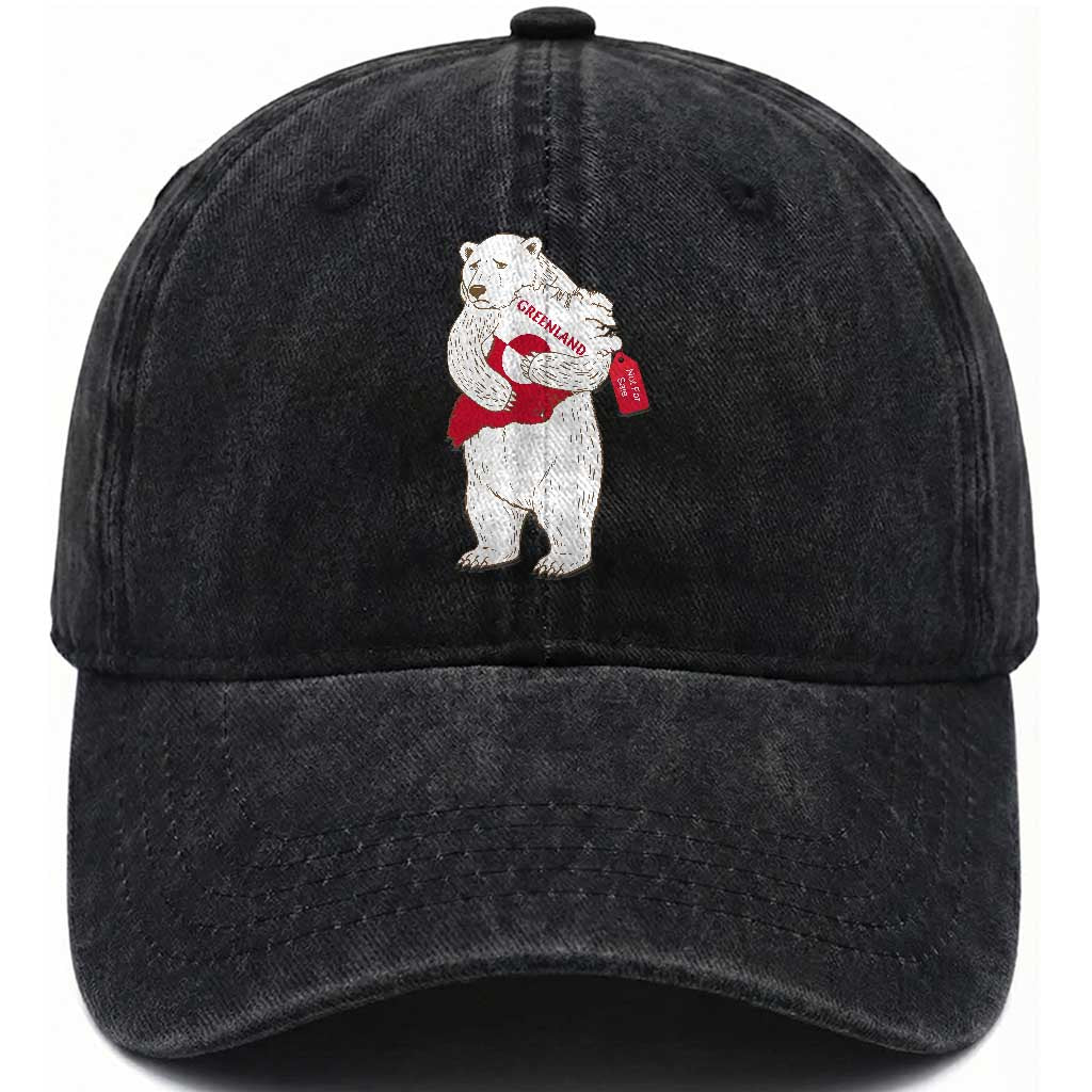 Greenland Is Not For Sale Washed Cotton Baseball Cap Greenland Bear Hug