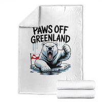 Paws Off Greenland Throw Blanket Resist Polar Bear Political Satire