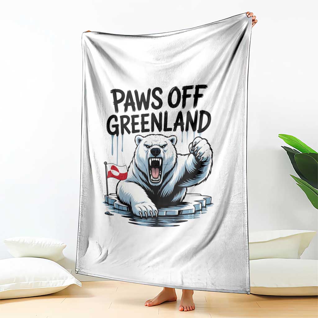 Paws Off Greenland Throw Blanket Resist Polar Bear Political Satire