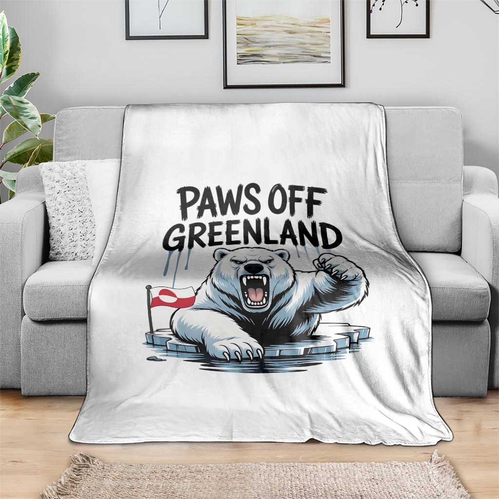 Paws Off Greenland Throw Blanket Resist Polar Bear Political Satire