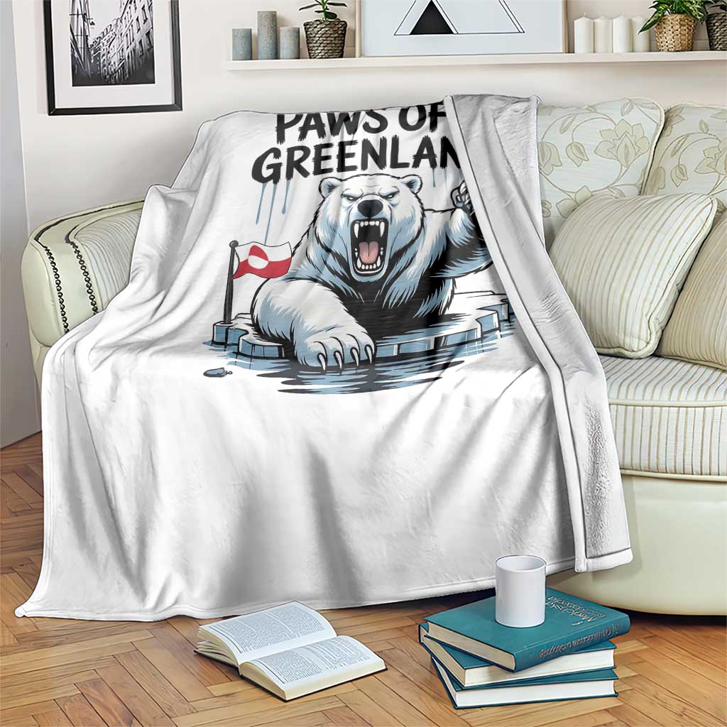 Paws Off Greenland Throw Blanket Resist Polar Bear Political Satire