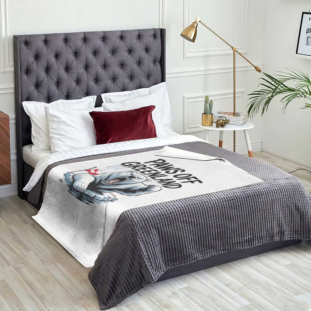 Paws Off Greenland Throw Blanket Resist Polar Bear Political Satire