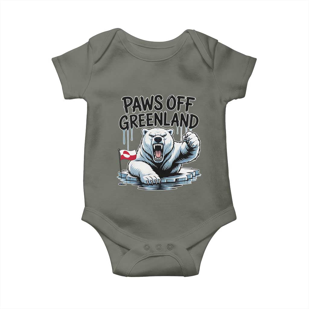 Paws Off Greenland Baby Onesie Resist Polar Bear Political Satire