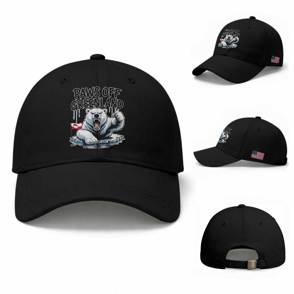 Paws Off Greenland Baseball Cap Resist Polar Bear Political Satire
