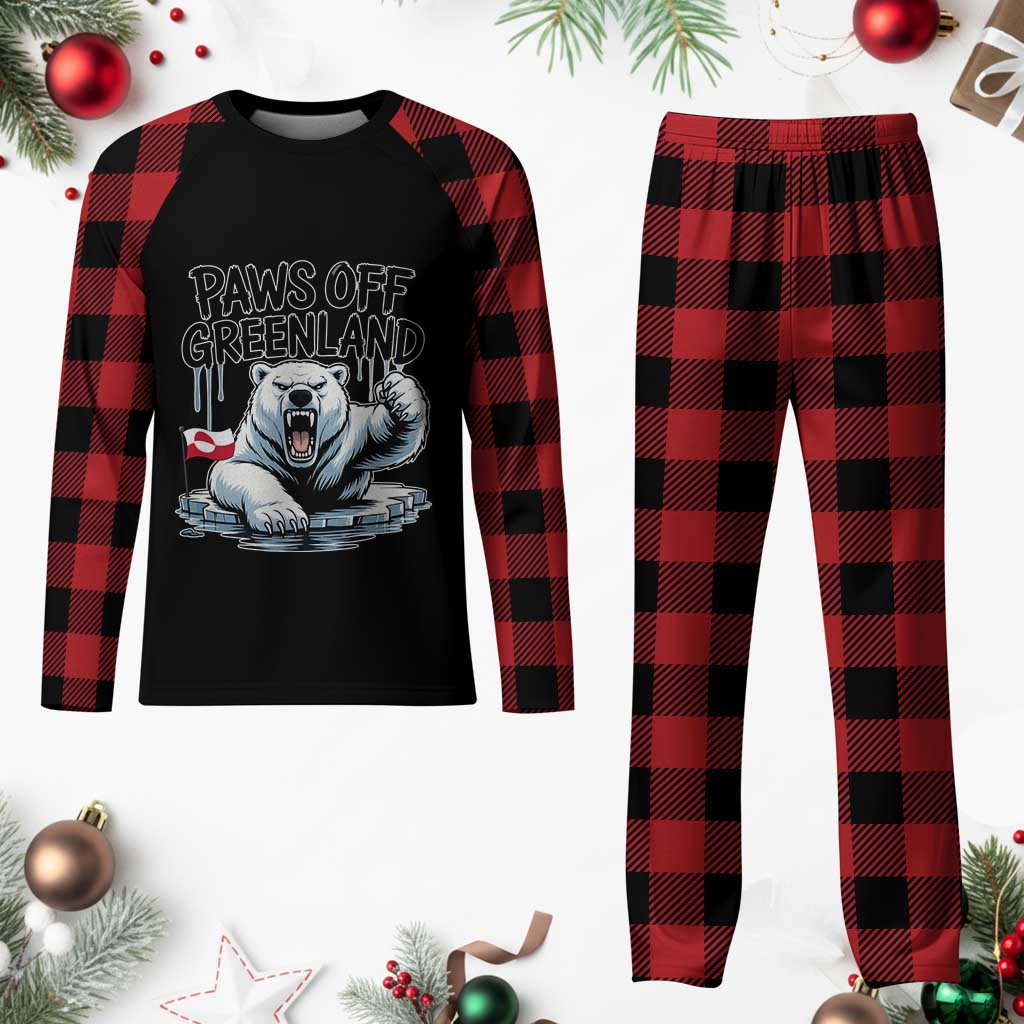 Paws Off Greenland Plaid Pajama Set Resist Polar Bear Political Satire