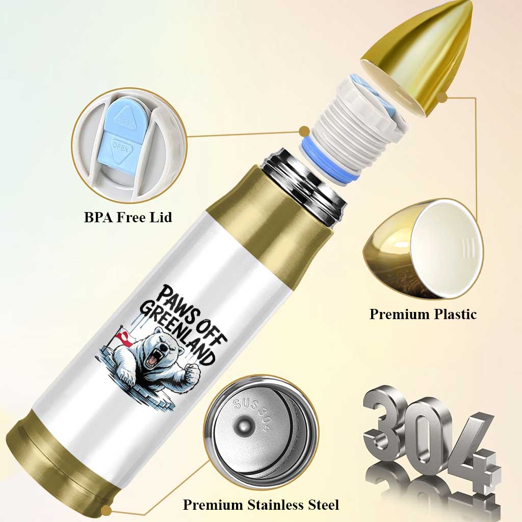 Paws Off Greenland Bullet Tumbler Resist Polar Bear Political Satire