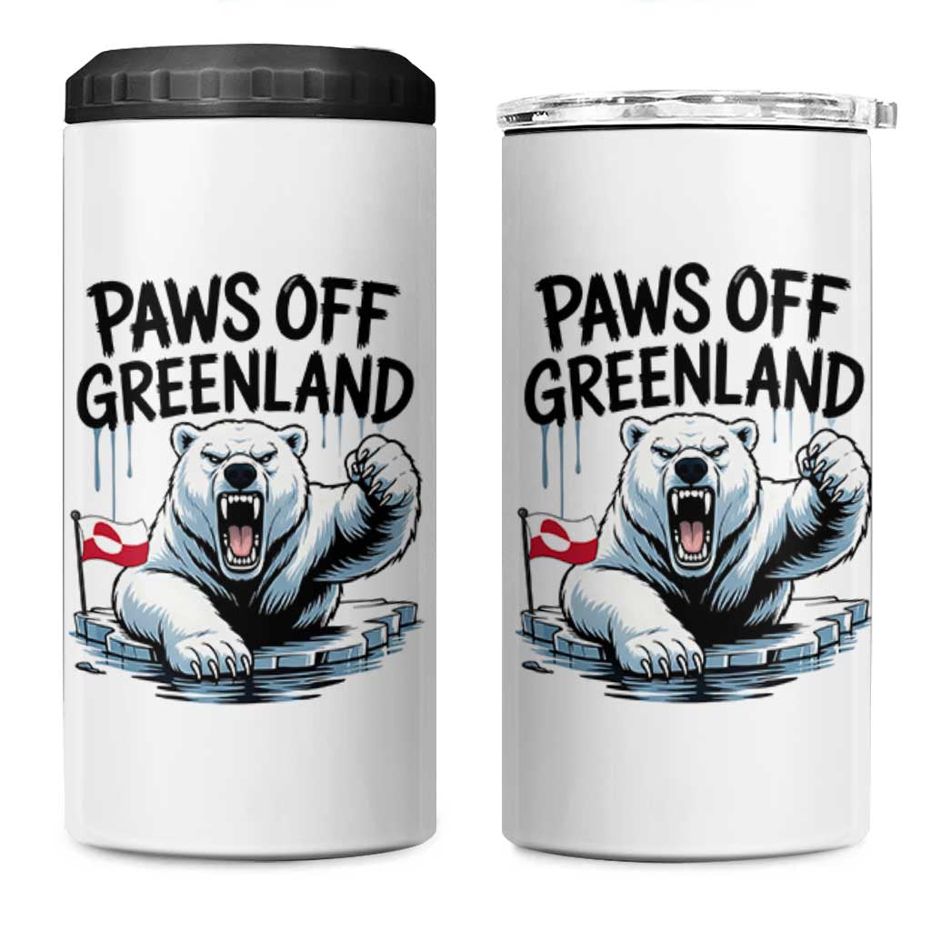 Paws Off Greenland 4 in 1 Can Cooler Tumbler Resist Polar Bear Political Satire