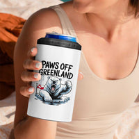 Paws Off Greenland 4 in 1 Can Cooler Tumbler Resist Polar Bear Political Satire