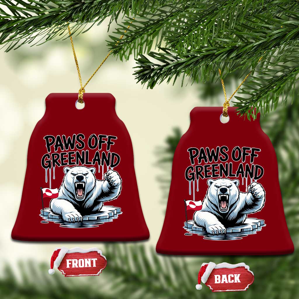 Paws Off Greenland Ceramic Ornament Resist Polar Bear Political Satire