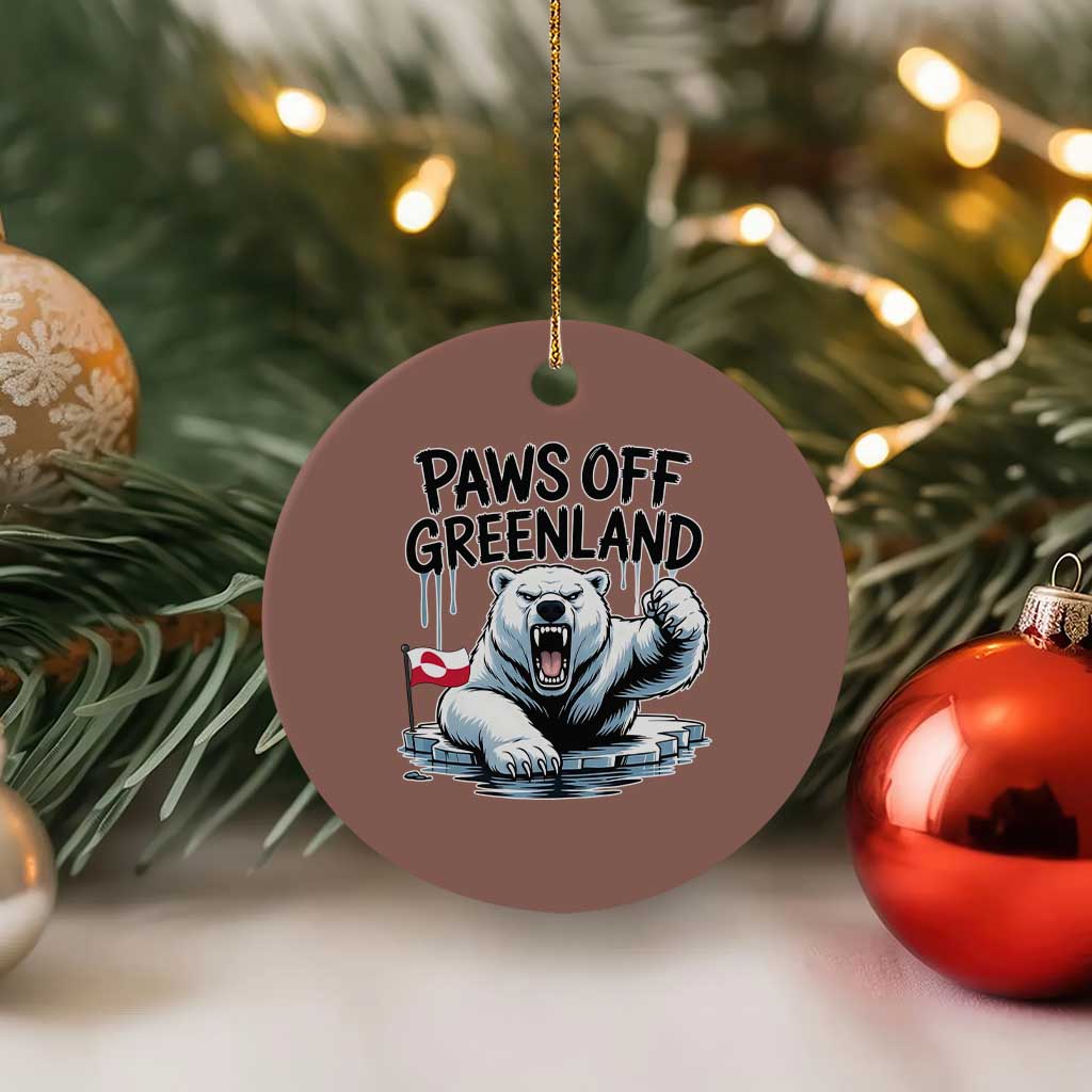 Paws Off Greenland Ceramic Ornament Resist Polar Bear Political Satire