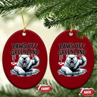 Paws Off Greenland Ceramic Ornament Resist Polar Bear Political Satire