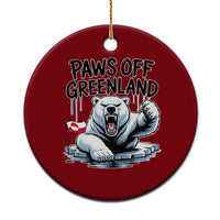 Paws Off Greenland Ceramic Ornament Resist Polar Bear Political Satire